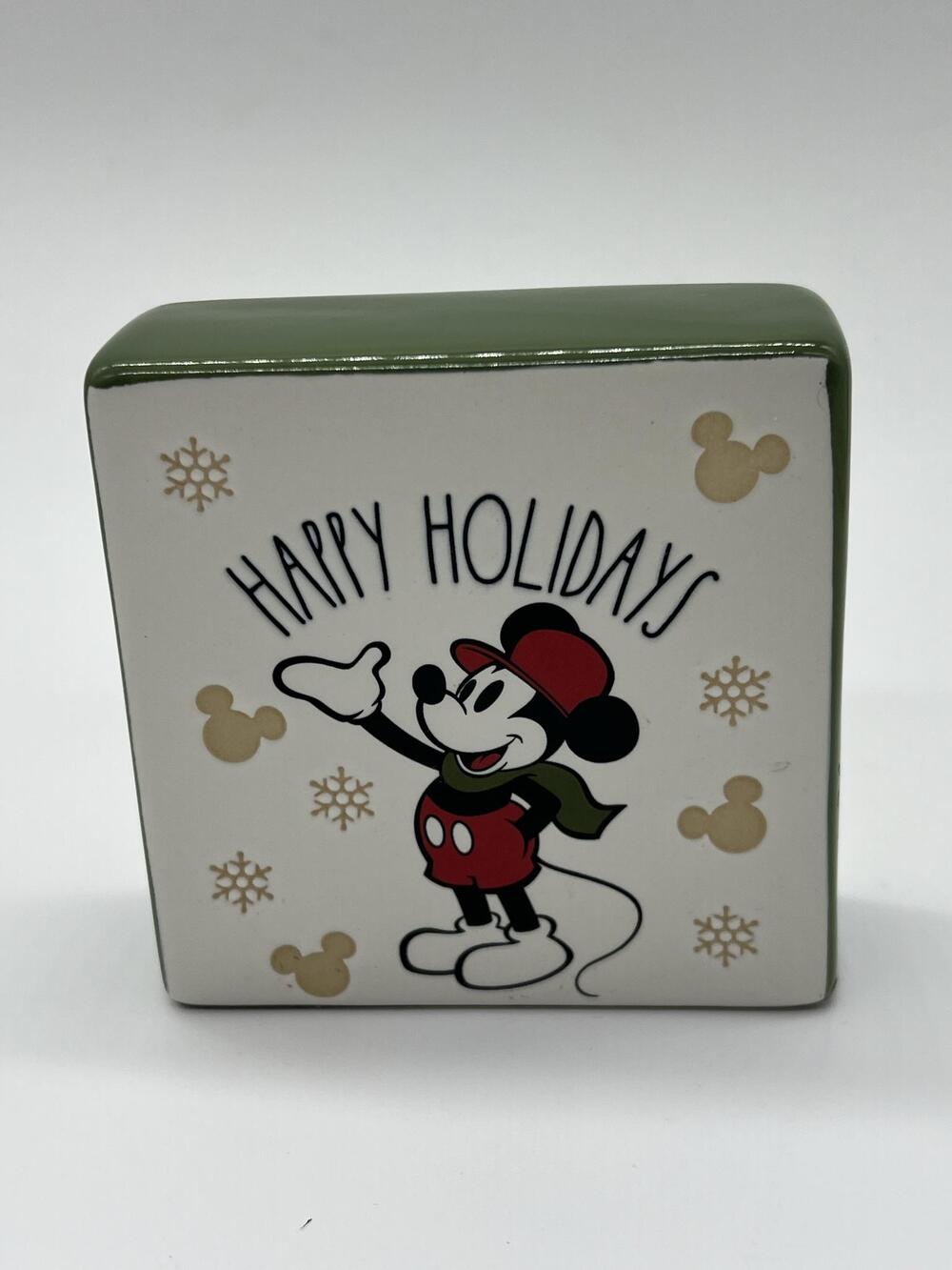 Rae Dunn Disney Mickey Minnie Christmas Centerpiece Block White Ceramic Decor
